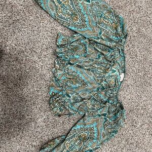 Paisley Print Blouse in Teal and Brown